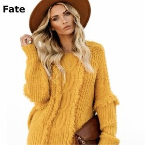 Fate Fontaine Fringe Cable Knit Sweater. Sz. L.  
Great Condition.